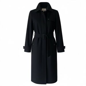 BURBERRY Black Belted Wool Trench Coat size 8
